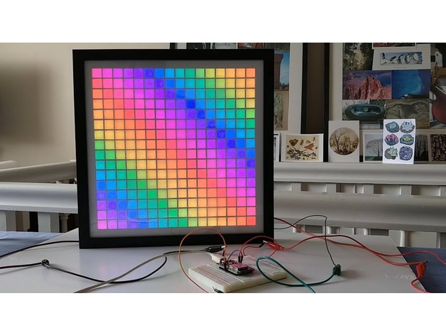 led matrix ws2812b esp32 16x16 grid screen picture frame diy arduino digital great scott marley multicolor rgb strip scoot scottmarley ws2812 3D print model - Mito3D