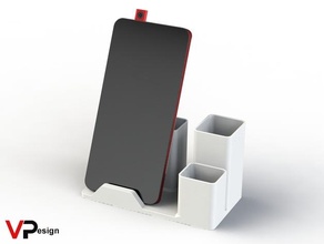 desk organizer phone holder 3d printing joystick office pen stand smartphone 3d print model - Mito3D
