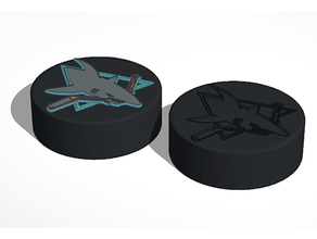 san jose sharks retro nhl hockey puck logo signs & logos 3d print model - Mito3D