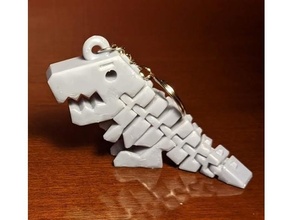 flexi rex- keychain attachment toys & games articulated dinosaur fidget flexible trex 3d print model - Mito3D