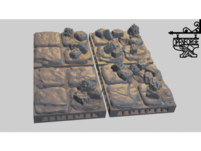 openforge 20 separate wall dungeon stone ruined primary floors toy & game accessories dnd tiles miniatures openforge2 pathfinder rpg tabletop terrain tile 3d print model - Mito3D