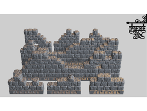 openforge 20 separate wall dungeon stone ruined primary walls toy & game accessories dnd tiles miniatures openforge2 pathfinder rpg tabletop terrain tile 3d print model - Mito3D