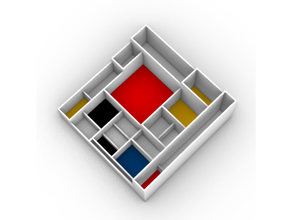 pen stand mondrian style office 3d print model - Mito3D
