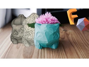 lowpoli bulbasaur flower pot pokemon toy & game accessories lowpoligon planter plant 3d print model - Mito3D
