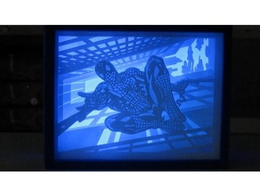 caja ligera hombre araña lampara 2d Arte lámpara lightboxspiderman litofano litofania 3d print model - Mito3D