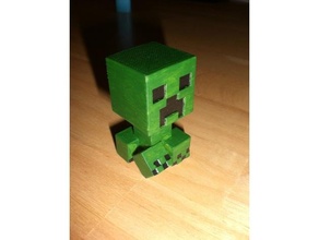 Minecraft rastejador figura chibi esculturas miniaturas 3d print model - Mito3D