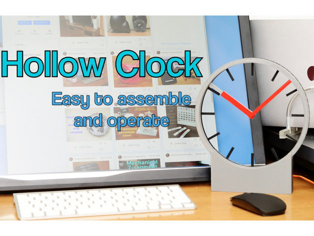 hollow clock - easy assemble operate gadgets see-through transparent 3D print model - Mito3D