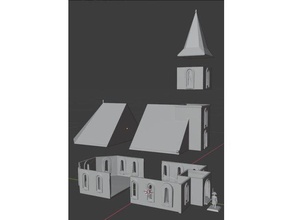 25mm kilise arazi minyatür d Zindanlar ejderhalar savaş oyun demiryolu oyuncaklar oyunlar oyunu 3d print model - Mito3D