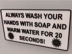 wash hands covid sign bathroom germs prevent soap 3d print model - Mito3D