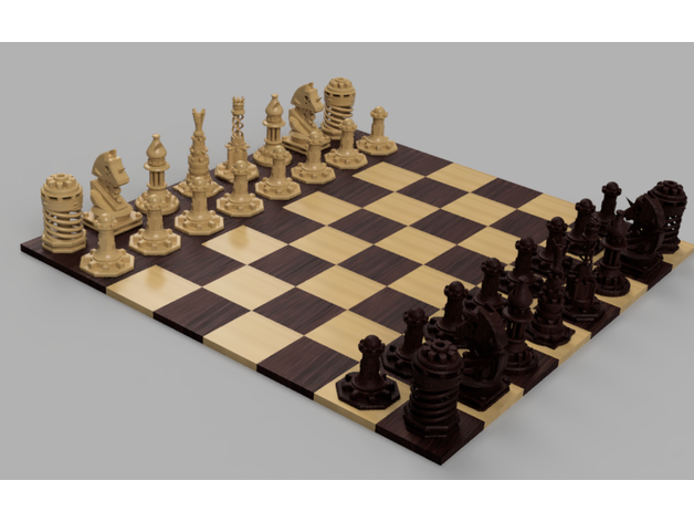 único xadrez conjunto jogo tabuleiro jogos damas borda peças torre 3D print model - Mito3D
