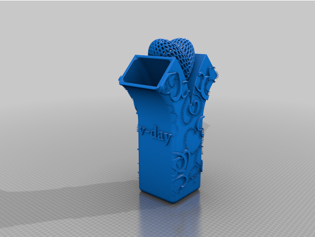 Valentinstag gefegt Vase Herzen Dekor Blume Herz 3D print model - Mito3D