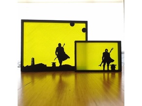 mandalorian silhouette arte bambino yoda regalo giallo Guerre stellari stella guerre 3d print model - Mito3D