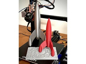 vase mode - tintin style moon rocket scans & replicas spaceship 3d print model - Mito3D