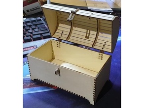 treasure chest hasp 3mm plywood version containers box laser lasercut oldschool storage vintage 3d print model - Mito3D