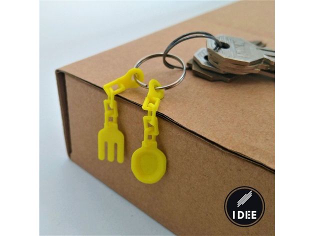 useless spoon fork keychain keychains 3d cubiertos cuchara cutlery key llavero llaveros personalized silverware tenedor totally 3D print model - Mito3D