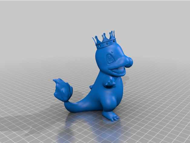king charmander sculptures pokemon figures toy royalty sceptre 3D print model - Mito3D