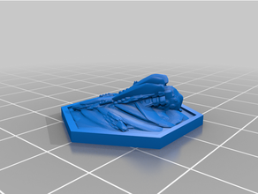 crashed starship objective compatible pocket tactics games hex map mapping marker spaceship 3d print model - Mito3D