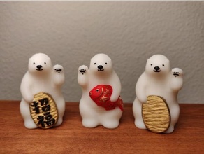 kumaty maneki polar bear beckoning animals decoration lucky charm manekineko 3d print model - Mito3D