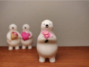 kumaty polar bear flowers animals cute gift 3d print model - Mito3D