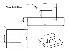 simple ziptie mount organization holder 3d print model - Mito3D