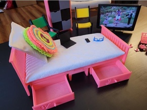 doll bed - ultimate barbie 4 drawers toys & games accessories dollhouse furniture toy 3d print model - Mito3D