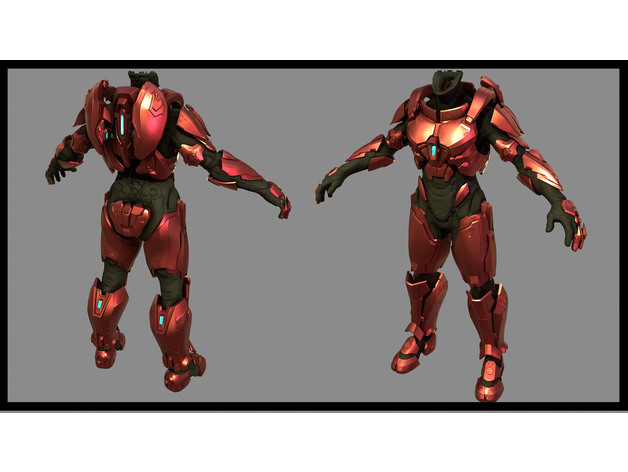 aureola 5 guardianes Hellcat armadura construir 3d impresión cosplay disfraz Maestro jefe espartano 3D print model - Mito3D