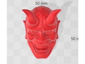kabuki iblis maske hatıra 3d baskı detaylı Japonca minyatür tiyatro 3d print model - Mito3D
