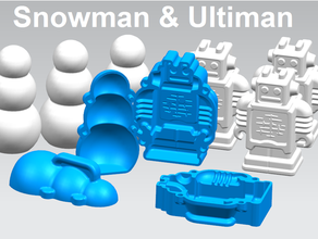 snowman & ultiman maker diy mold mould snow ubot ultibot 3d print model - Mito3D
