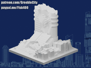 Greeblecity restos trueno hexágono edificios estructuras greeblecityruins 3d print model - Mito3D