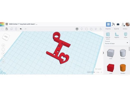initiale porte clés cœur portachiavi initiales cuore vois 3d print model - Mito3D