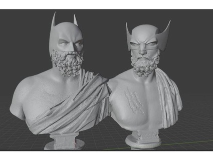 batman Wolverine Yunan heykel guillaumev dc çizgi roman hayret 3d print model - Mito3D