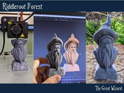riddleroot forest great wizard xykit dnd prop tabletop gaming rpg bust 3d print model - Mito3D