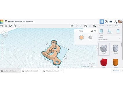 keychain initial polka dots heart vivedo portachiavi iniziale pois cuore 3d print model - Mito3D