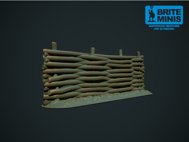 wicker fence supportless fdm friendly briteminis dnd oldhammer scatter terrain tabletop wall warhammer 3D print model - Mito3D