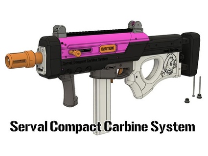 serval compact carabine system auto nerf blaster caféccino pistolet 3d print model - Mito3D