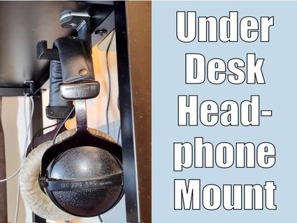 under-desk headphone mount hook hanger holder - supports tonyyoungblood headphones underdesk 3d print model - Mito3D