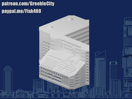 Greeblecity megatower 8 abollado media pieza fisk400 ciudad verde cyberpunk 3d print model - Mito3D