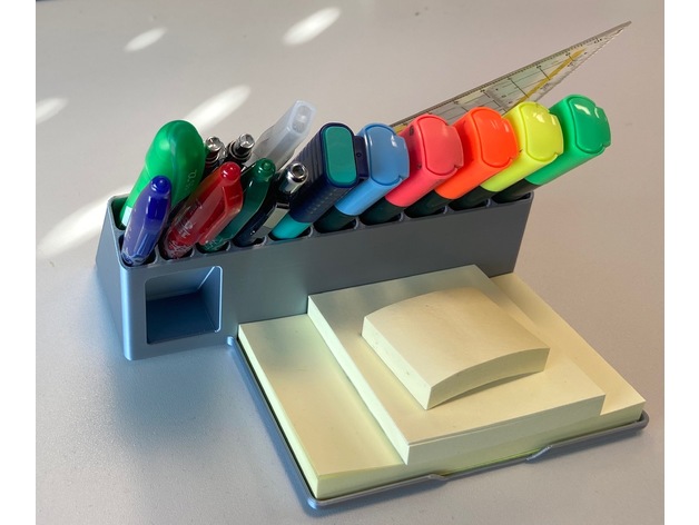 escrivaninha organizador dantyrol marcador suporte caneta post it 3D print model - Mito3D