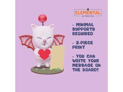 sevgili Moogle final fantezi elemental3dprinting Şirin 7 vii oyun kalp kalpler Aşk sevgililer gün Hediyeler 3d print model - Mito3D