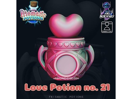 love potion no 21 - prismatic potions arsmoriendi3d antidote ars moriendi 3d boardgame accessories organizer boardgames bottle cap container dice box holder tower tray dnd prop dungeons dragons fantasy flask heart valentines day kickstarter magic medicine screw tonic twist valentine valentinesday gifts zbrush 3d print model - Mito3D