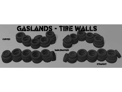 gaslands - tire walls sablebadger post-apocalyptic tires 3d print model - Mito3D