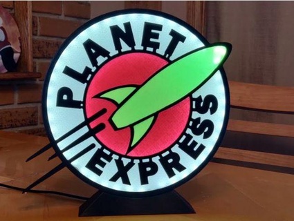 planet express lighted logo futurama the1legend led light sign 3d print model - Mito3D