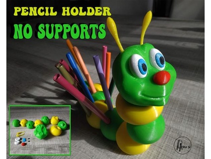 verme matita titolare supporto area3d facile Stampa ragazzi multicolore multipart giocattolo 3d print model - Mito3D