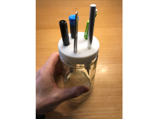 glass jar desk tool organizer discount exacto holder knife hand tools pencil pen screwdriver tweezers 3D print model - Mito3D