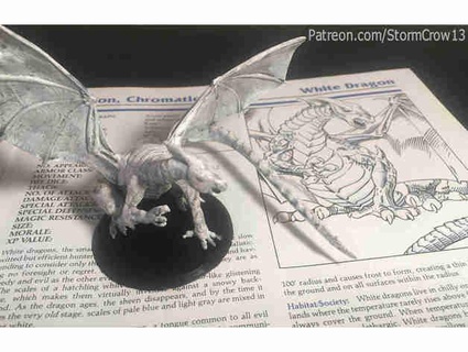 2nd ad&d white dragon stormcrow13 dnd miniature dungeons dragons mini miniatures 28mm 3d print model - Mito3D
