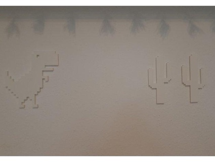 chrome ligne dinosaure 2d mur art fabslap03 cactus Jeu monter 3d print model - Mito3D