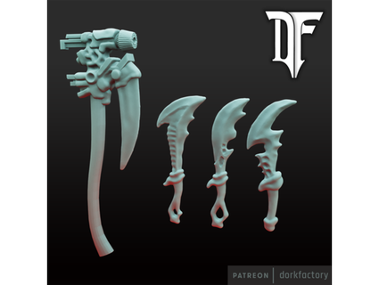 intriguing alien weapons dorkfactory 40kbits axe bits blade conversion dnd dnd5e drukhari knife slaanesh sword 3d print model - Mito3D
