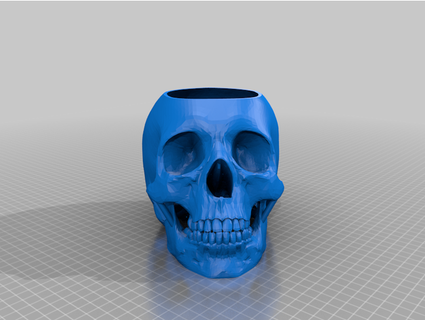 human skull pot - drainage hole leahmartinez 3d print model - Mito3D