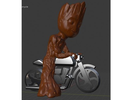 groot motorcycle cafe racer k6xx1 Creatures 3d print model - Mito3D