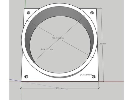 rohr 120mm adaptador tubo ventilador ht gamerx3100 ar livre jardim 40mm resfriamento Admirador arte monte seckit skgo 3d print model - Mito3D